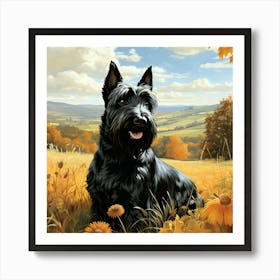 Scottish Terrier In Golden Field Art Print