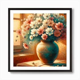 Cosmos Flowers In A Vase 9 Art Print