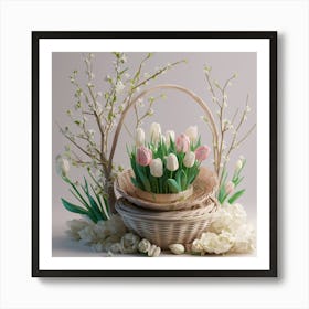 Tulips In A Basket 6 Art Print