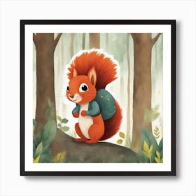 Squirrel In The Woods Art Print