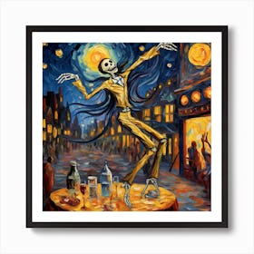 Skeleton At Night Art Print