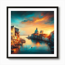 Sunset In Venice Art Print