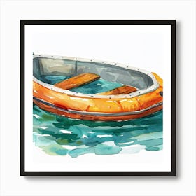 Orange Inflatable Boat Art Print