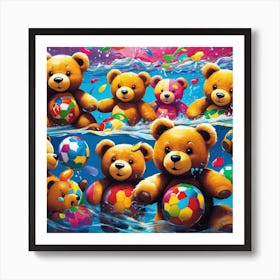 Teddy Bears In The Water 3 Art Print