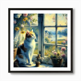 Cat By The Window 1 Art Print