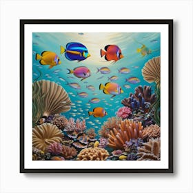 Leonardo Phoenix Vibrant Iridescent Fish Of Various Shapes And 3 Art Print