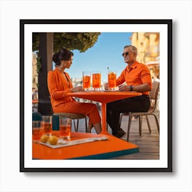 Couple Drinking Orange Juice Art Print