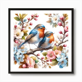 Birds On A Branch 2 Art Print