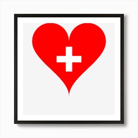 Love Heart Flag Switzerland Cross Red White Heart Love Red White Art Print