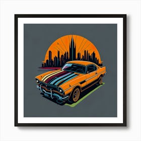 Car Colored Artwork Of Graphic Design Flat (24) Art Print