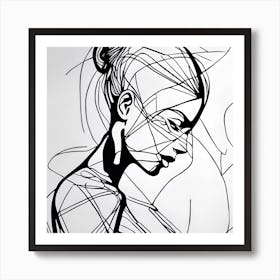 Abstract Line Drawing Of A Woman Art Print