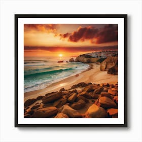 Sunset At The Beach 1 Art Print