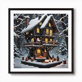 Christmas Tree House Art Print