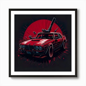 Car Red Artwork Of Graphic Design Flat (109) Art Print