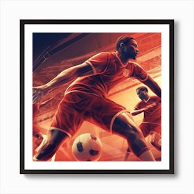 Soccer Players In Action Art Print