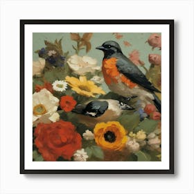 Birds In The Garden Art Print