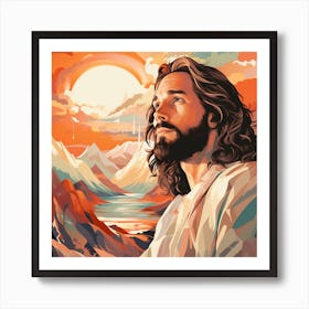 Jesus In The Mountains 1 Art Print