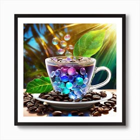 Coffee Cup With Bubbles Art Print