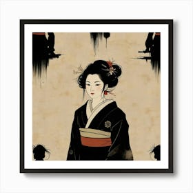 Woman with Japan dress Art Print