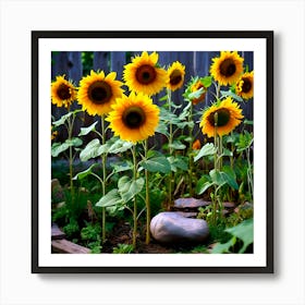 Sunflowers In The Garden Art Print