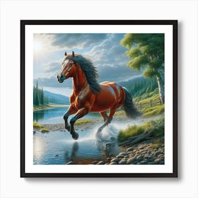 Horse By The River Art Print