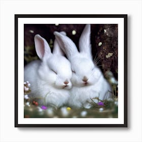 Sleeping White Rabbits Art Print