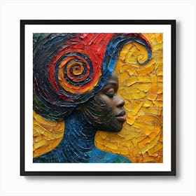 Woman With A Colorful Head Art Print