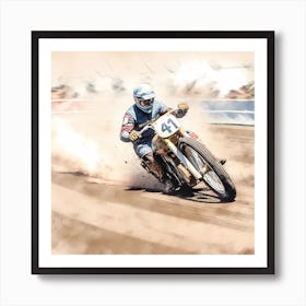 60s Red And Blue Speedway Art Print