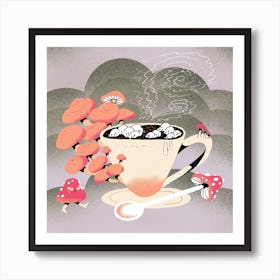 Mushroom Coffee Square Art Print