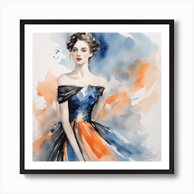 Watercolor Of A Woman In A Dress 2 Art Print