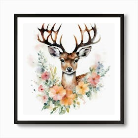 Deer Watercolor Painting 1 Art Print