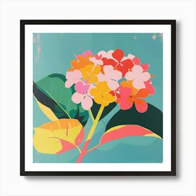 Hydrangea Square Flower Illustration Art Print