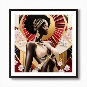Afro Bohemian Japanese textured monochromatic Art Print