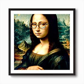 Young Hipster Mona Lisa Art Print