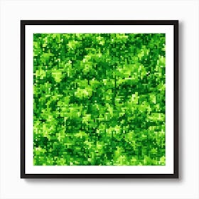 Green Pixel Background Art Print