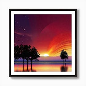 Sunset Over Water 11 Art Print