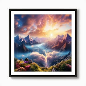 Sunset In The Mountains Art Print