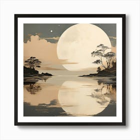 Full Moon Over Water art print 2 Art Print