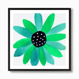 Floral Polka Dot Center Turquoise Art Print