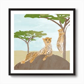 Leopard With Baby Poster