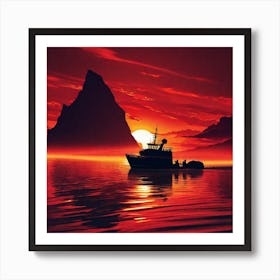 Sunset Boat 3 Art Print