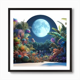 Full Moon In The Jungle Art Print