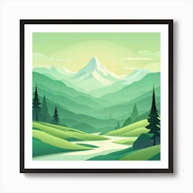 Misty mountains background in green tone 123 Art Print