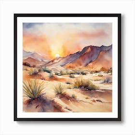 739442 Watercolor Painting Of A Desert Landscape, With Sa Xl 1024 V1 0 Art Print