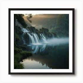 Waterfall - Waterfall Stock Videos & Royalty-Free Footage Art Print