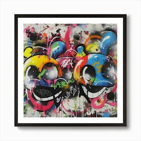 Funny Faces, Graffiti, Street Art, Urban Hues Art Print