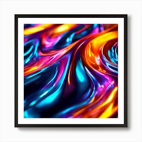 3d Light Colors Holographic Abstract Future Movement Shapes Dynamic Vibrant Flowing Lumi (18) Art Print