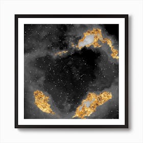 100 Nebulas in Space with Stars Abstract in Black and Gold n.112 Art Print
