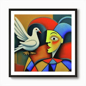 Clown And A Dove Art Print