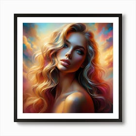 Beautiful Woman In The Sky Art Print